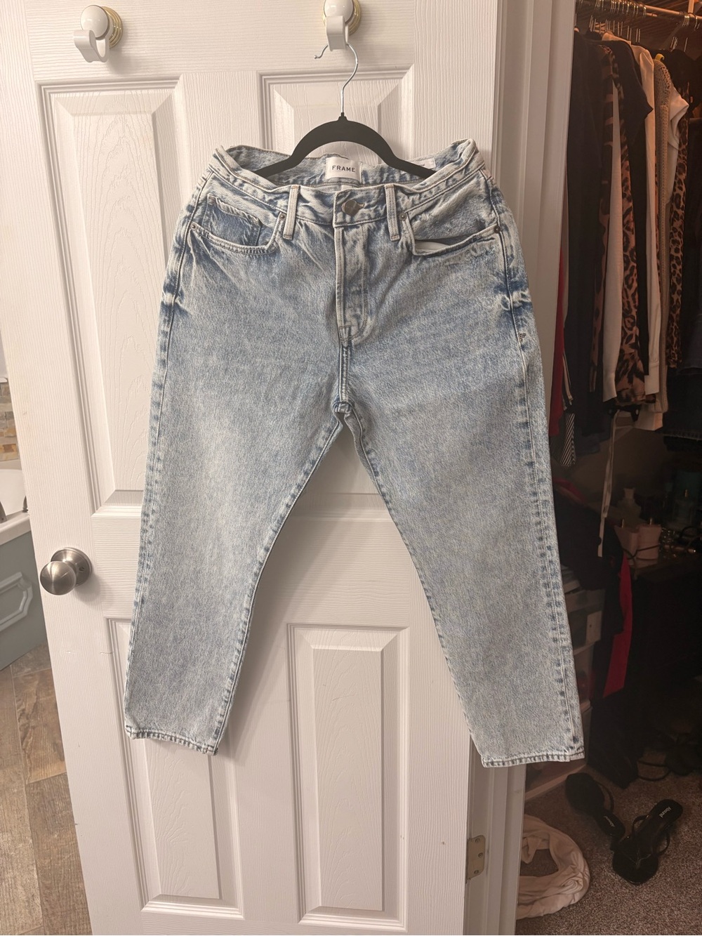 Frame Denim Washed Light Blue High-Rise Boyfriend Jeans